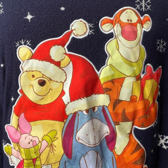Disney Winnie the Pooh and Friends Large Appliqué Christmas Sweater Size Large - Picture 2 of 6